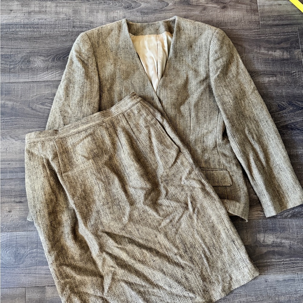 Doncaster Women's Tan Blazer and Skirt Set